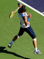 Player Returns a Volley at the Indian Wells Tennis Tournament